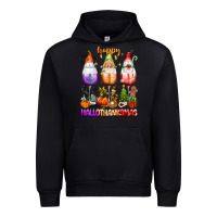 Black Happy Hallothanksmas wine glasses and gnomes Urban Hoodie - texasbilliewilder
