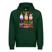 Forest Green Happy Hallothanksmas wine glasses and gnomes Urban Hoodie - texasbilliewilder