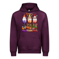 Mauve Wine Happy Hallothanksmas wine glasses and gnomes Urban Hoodie - texasbilliewilder