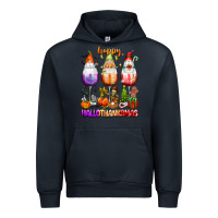 Navy Happy Hallothanksmas wine glasses and gnomes Urban Hoodie - texasbilliewilder