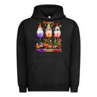 Pigment Black Happy Hallothanksmas wine glasses and gnomes Urban Hoodie - texasbilliewilder