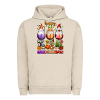 Pigment French Oak Happy Hallothanksmas wine glasses and gnomes Urban Hoodie - texasbilliewilder