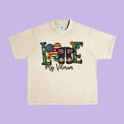 Love My Veteran Urban Heavy Tee Designed By Cowhidedigitalart