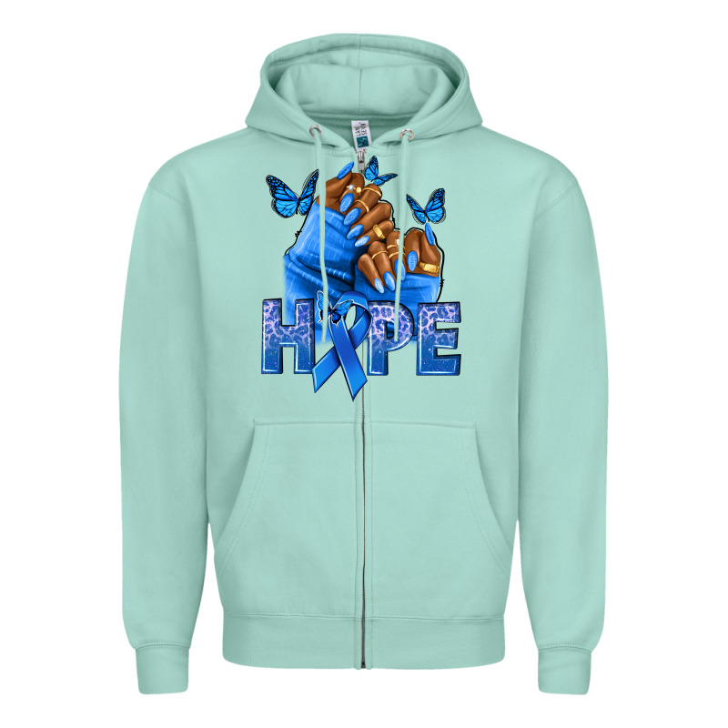 Hope Blueribboncolon Cancer Nails Zipper Hoodie by NancyCooperArtShop | Teevron