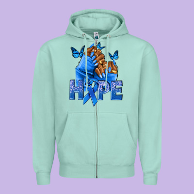 Hope Blueribboncolon Cancer Nails Zipper Hoodie Designed By Nancycooperartshop