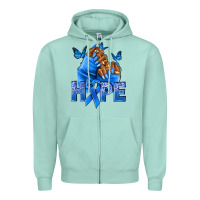 Seafoam hope blueribboncolon cancer nails Zipper Hoodie - NancyCooperArtShop