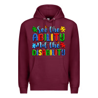 Burgundy see the ability not the disability Premium Hoodie - Artiststas