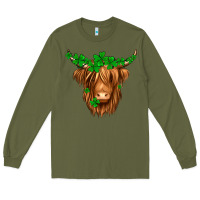 Army Green St. Patrick’s Day Long Hair Shaggy Cow Long Sleeve Tee - Jasminsmagicworld