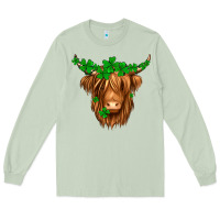 Matcha St. Patrick’s Day Long Hair Shaggy Cow Long Sleeve Tee - Jasminsmagicworld