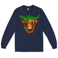 Navy St. Patrick’s Day Long Hair Shaggy Cow Long Sleeve Tee - Jasminsmagicworld