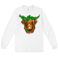 White St. Patrick’s Day Long Hair Shaggy Cow Long Sleeve Tee - Jasminsmagicworld
