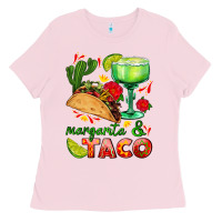 Bubblegum Pink margarita and taco Ladies Tee - AdoDesignShop