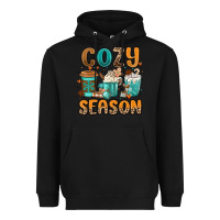 Black cozy season winter coffee cups Heavyweight Hoodie - MaliasSmallBusiness