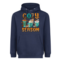 Navy cozy season winter coffee cups Heavyweight Hoodie - MaliasSmallBusiness