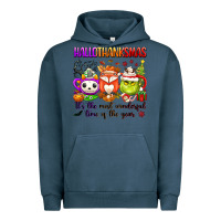 Pigment Midnight Navy hallothanksmas its the most wonderful time of the Urban Hoodie - texasbilliewilder