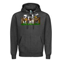Charcoal Heather Western Holstein Cow And Baby Cow Mom Zipper Hoodie - LillyAllenDesigns