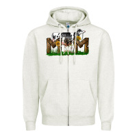 Oatmeal Heather Western Holstein Cow And Baby Cow Mom Zipper Hoodie - LillyAllenDesigns