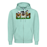 Seafoam Western Holstein Cow And Baby Cow Mom Zipper Hoodie - LillyAllenDesigns