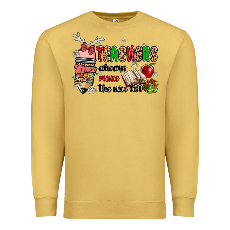 Teachers Always Make The Nice List Premium Sweatshirt by MaliasSmallBusiness | Teevron