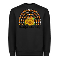 Black Thankful Vibes Only Heavyweight Sweatshirt - CowhideDigitalArt