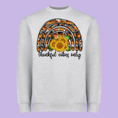 Thankful Vibes Only Heavyweight Sweatshirt Designed By Cowhidedigitalart