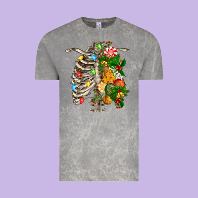 Skeleton Chest Christmas Vintage Tee Designed By Fadigitalartstudio