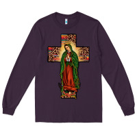 Plum our lady of Guadalupe cross Long Sleeve Tee - JahusDesignShop