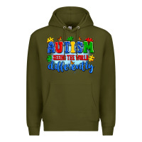 Army Green autism seeing the world differently Premium Hoodie - Artiststas