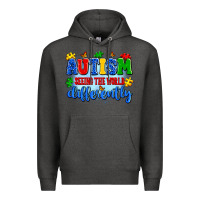 Charcoal Heather autism seeing the world differently Premium Hoodie - Artiststas