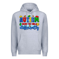 Heather Grey autism seeing the world differently Premium Hoodie - Artiststas