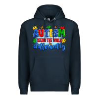 Navy autism seeing the world differently Premium Hoodie - Artiststas