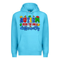 Ocean Blue autism seeing the world differently Premium Hoodie - Artiststas