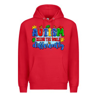 Red autism seeing the world differently Premium Hoodie - Artiststas