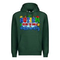 Sports Green autism seeing the world differently Premium Hoodie - Artiststas