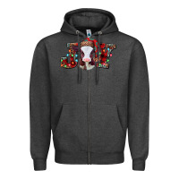 Charcoal Heather joy baby cow christmas Zipper Hoodie - Jasminsmagicworld