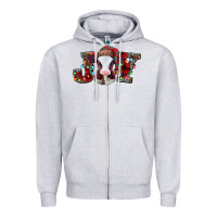 Heather Grey joy baby cow christmas Zipper Hoodie - Jasminsmagicworld