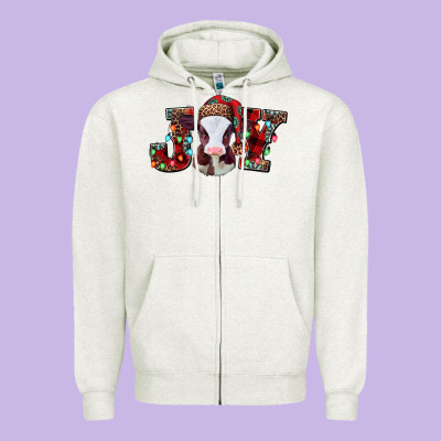 Joy Baby Cow Christmas Zipper Hoodie Designed By Jasminsmagicworld