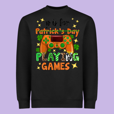 P Is Patrick's Day Playing Games Heavyweight Sweatshirt Designed By Neo Western