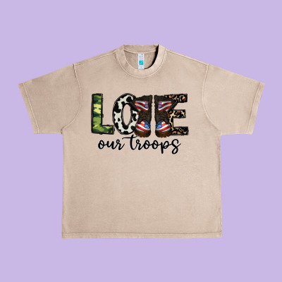 Love Our Troops Urban Heavy Tee Designed By Cowhidedigitalart