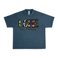 Midnight Navy love our troops Urban Heavy Tee - CowhideDigitalArt