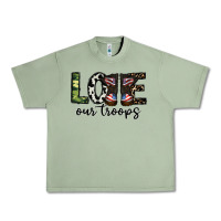 Oil Green love our troops Urban Heavy Tee - CowhideDigitalArt