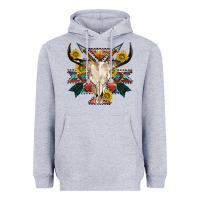 Heather Grey aztec western bull skull Heavyweight Hoodie - NancyCooperArtShop