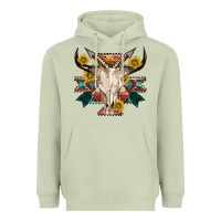 Matcha aztec western bull skull Heavyweight Hoodie - NancyCooperArtShop