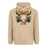Mushroom aztec western bull skull Heavyweight Hoodie - NancyCooperArtShop