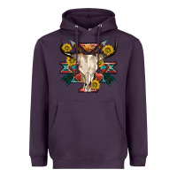 Plum aztec western bull skull Heavyweight Hoodie - NancyCooperArtShop