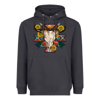 Smoke aztec western bull skull Heavyweight Hoodie - NancyCooperArtShop