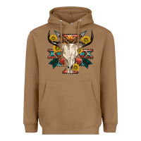Toasted Coconut aztec western bull skull Heavyweight Hoodie - NancyCooperArtShop