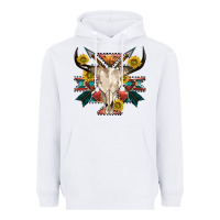 White aztec western bull skull Heavyweight Hoodie - NancyCooperArtShop