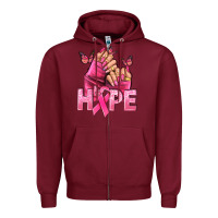Burgundy hope cancer nails Zipper Hoodie - NancyCooperArtShop