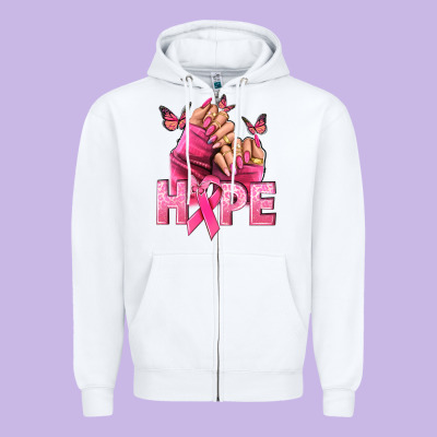 Hope Cancer Nails Zipper Hoodie Designed By Nancycooperartshop